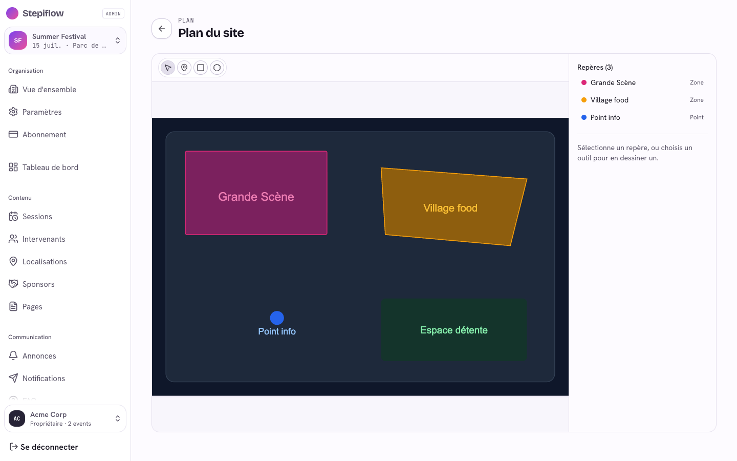 Éditeur de plan interactif du lieu